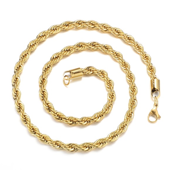 18K Gold Plated Beatrice 5mm Rope Chain Necklace*Unisex Necklace*Chunky* - Picture 2 of 8